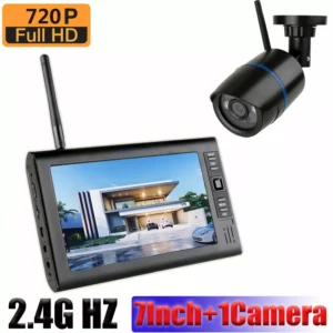 7Inch TFT Wireless Baby Monitor 4 Channel Quad Security System DVR With 1 Camera