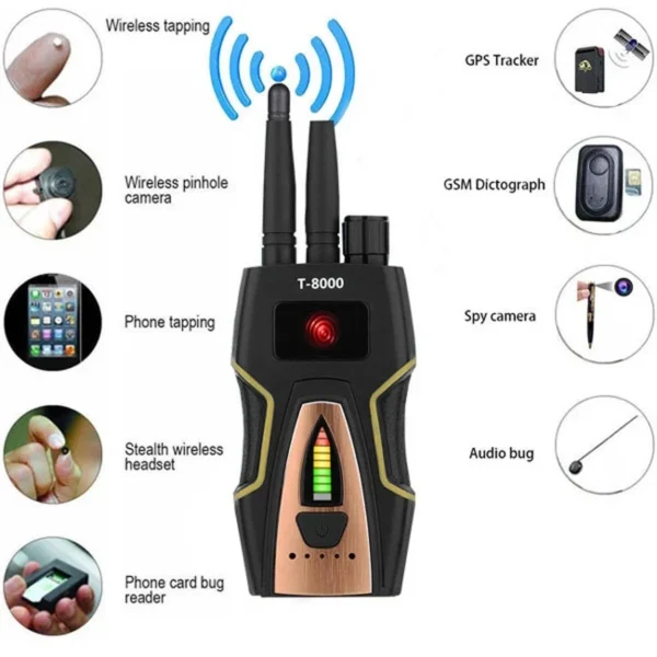 T8000 PRO RF BUG FREQUENCY SCANNER SWEEPER GPS GSM TRACKER FINDER DETECTOR NEW