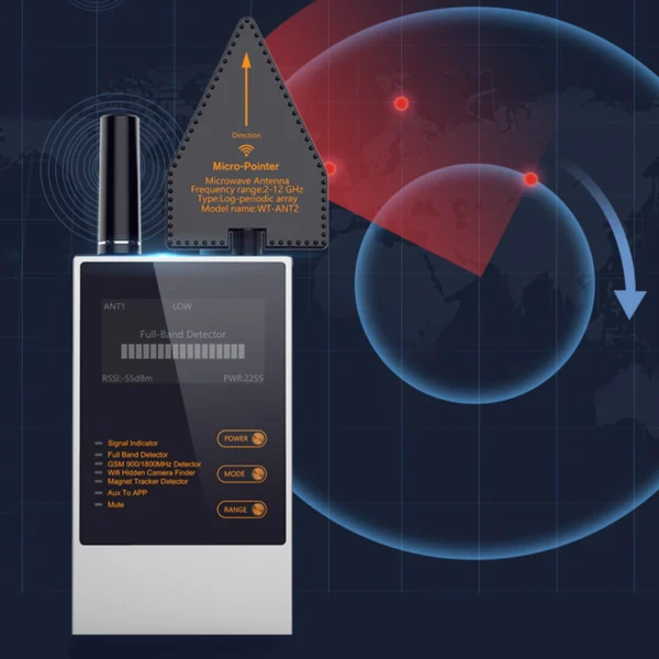 Anti-Spy Signal Bug RF Detector Hidden Camera Laser Lens GSM GPS Device Finder