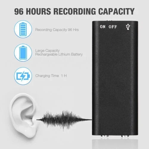 Mini Spy Audio Voice Recorder Listening Device 96 Hours 16GB Bug Recording NEW