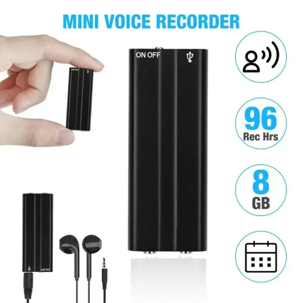 Ultra Thin Mini Digital Voice Recorder Super Sensitive Microphone MP3 Player 8GB