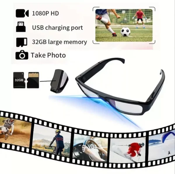 2 1080P HD Glasses Spy Camera Pinhole Video Recoder With 32GB Memory Card