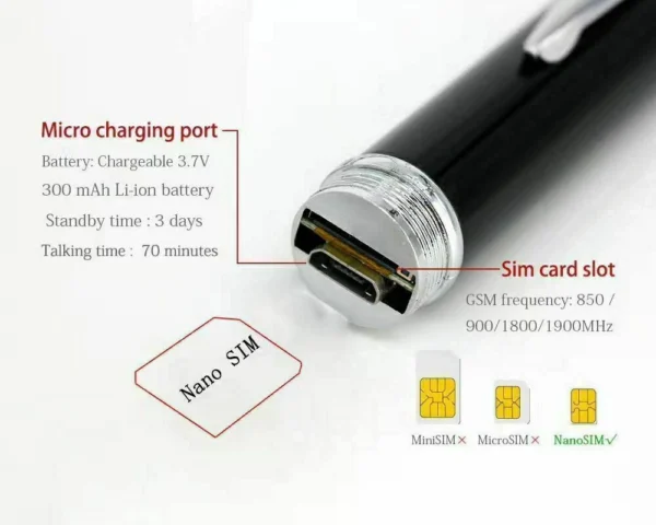 3 GSM ID Pen Induction Receiver Transmitter + Invisible Wireless In-ear Spy Earpiece Set