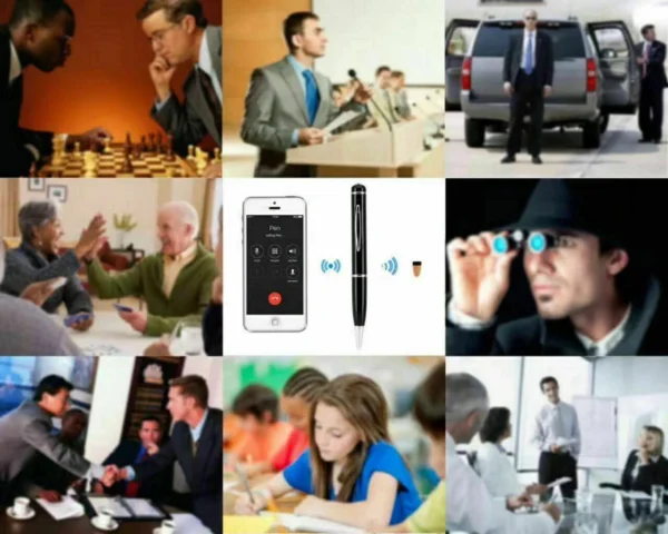 5 GSM ID Pen Induction Receiver Transmitter + Invisible Wireless In-ear Spy Earpiece Set