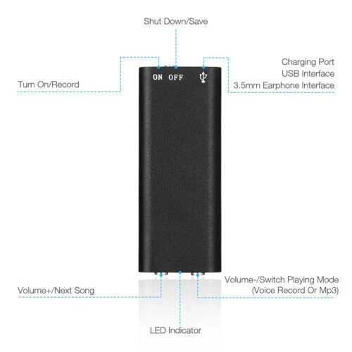 Mini Spy Audio Voice Recorder Listening Device 96 Hours 16GB Bug Recording NEW