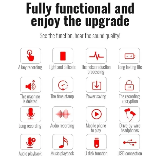 7 Audio Recorder Device | Secret Spy Voice Recorder | Mini Magnetic Recorder Black 16GB