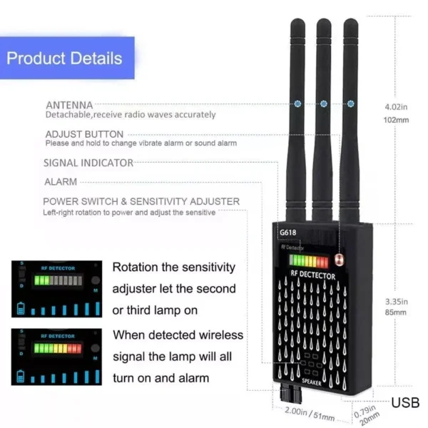 Pro RF Bug Detector Frequency Scanner Sweeper Camera GSM GPS Tracker Finder New