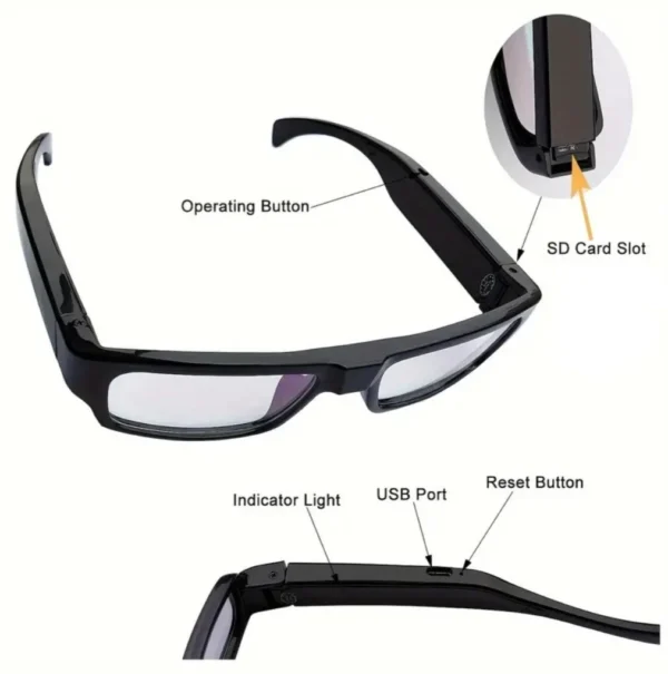 9 1080P HD Glasses Spy Camera Pinhole Video Recoder With 32GB Memory Card