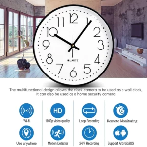 1080P HD Wireless IP Hidden Security Spy Camera Wall Clock Video Recorder,Support APP Viewing