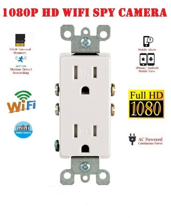 1080P HD WIFI IP Hidden AC Receptacle Wall Outlet Security Spy Micro Camera--Support APP Real-time Viewing