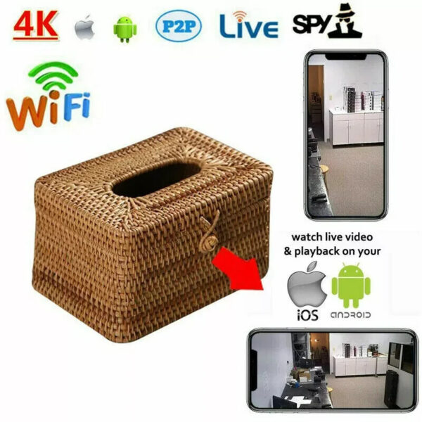 1080P HD Wifi IP Hidden Wicker Tissue Box Spy Camera  Portable Video Recorder--Support APP Real-time Viewing