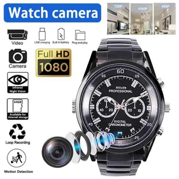 2 HD 1080P Micro Hidden Spy Camera Watch Video Recorder 32GB