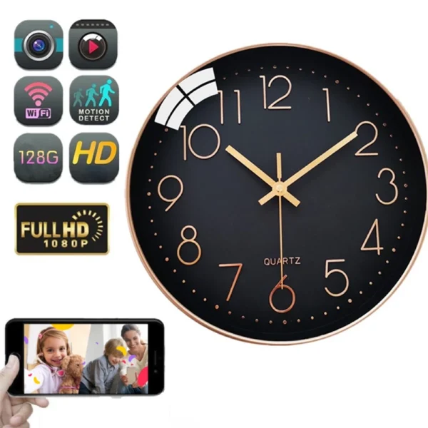 2 1080P HD WIFI IP Wall Clock Hidden Spy Camera Portable Video Recorder --Support Real-time Viewing