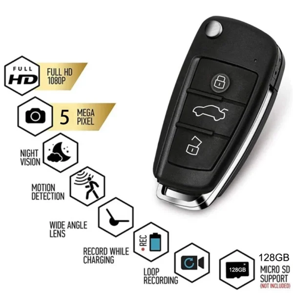 2 HD 1080P Hidden Car Key Spy Micro Camera Portable Video Recorder Night Vision 32GB