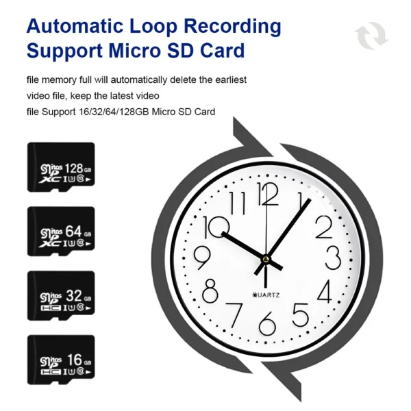 1080P HD Wireless IP Hidden Security Spy Camera Wall Clock Video Recorder,Support APP Viewing