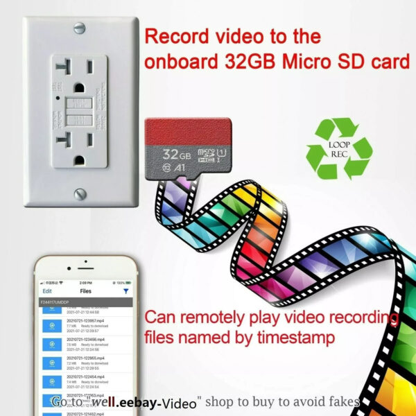 1080P HD Wireless IP Hidden AC Wall GFCI Outlet Security Camera Spy Video Recorder --Support APP Real-time Viewing
