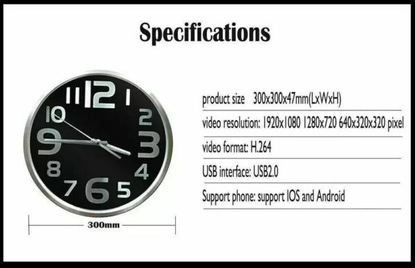 1080P HD Wifi IP Hidden Clcok Security Nanny Camera Spy Video Recorder --Support APP Remote Viewing