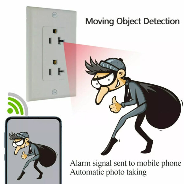 6 1080P HD Wireless IP Hidden Security Pinhole Camera Spy Wall AC Outlet Video Recorder--Support APP Real-time Viewing