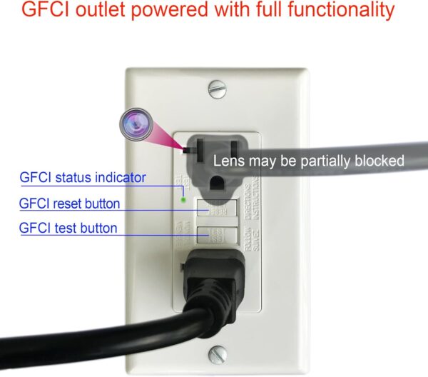 6 1080P HD WiFi IP Spy Security Camera Hidden in Wall AC GFCI Outlet -Support APP Remote Viewing