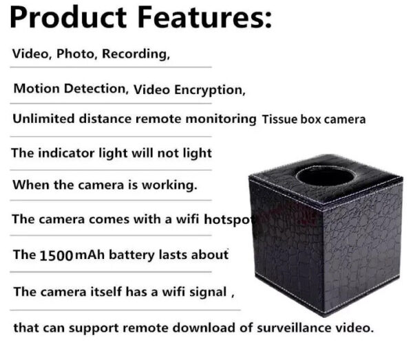 1080P HD Wifi IP Tissue Box Hidden Camera Spy Video Recorder Motion Activation
