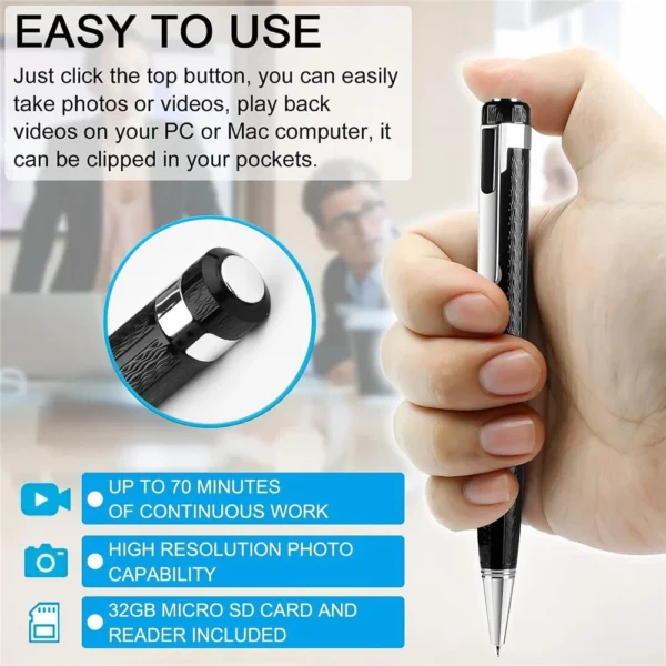 9 Professional 1080P HD Hidden Security Spy Camera Recorder Lens Portable Mini Video Recorder 32GB