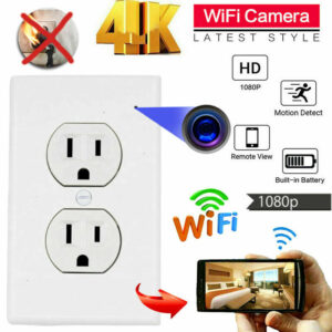 1080P Full HD WiFi IP Hidden Pinhole Spy Micro Camera Wall AC Outlet Security Recorder APP Viewing