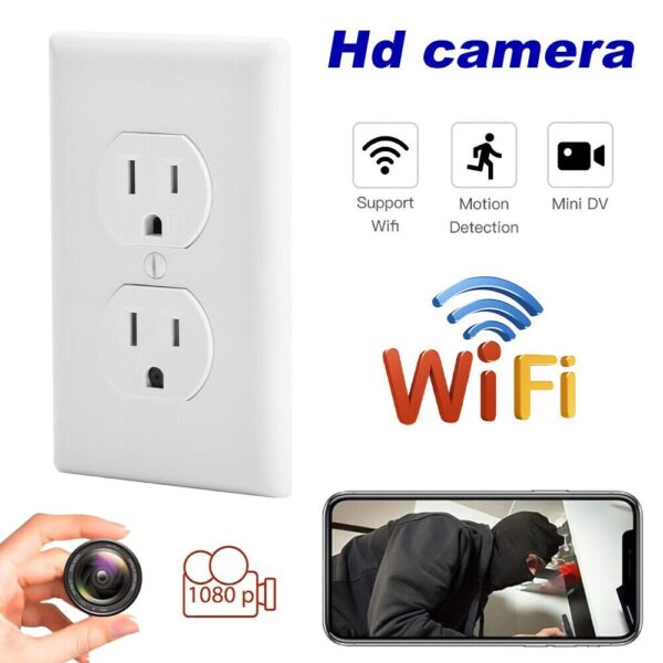 a 1080P HD WIFI IP Hidden AC Wall Outlet Security Spy Camera Micro Video Recorder Motion Activation