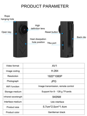 1080P HD Wireless P2P Hidden Button Design Pinhole Camera Spy Video Recorder --Support APP Real-time Viewing