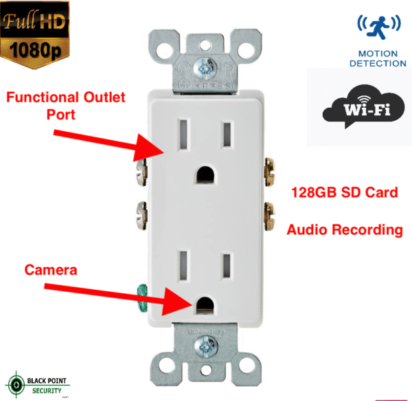 a 1080P HD WiFi IP Hidden Wall AC Outlet Security Spy Micro Camera Audio Video Recorder