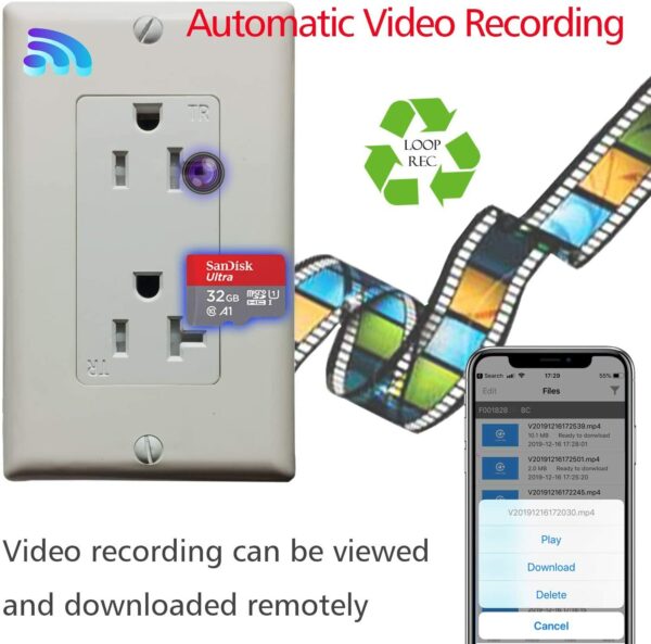 1080P HD WIFI IP Hidden Home Security Spy Mini Camera In AC Receptacle Wall Outlet