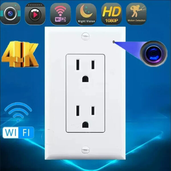 1 HD 1080P WiFi IP Wall AC Outlet Hidden Security Camera Spy Video Recorder -Support APP Real-time Viewing