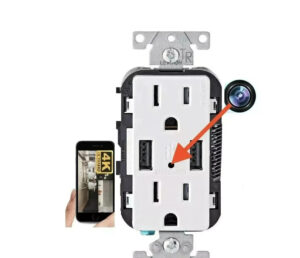 HD 1080P Wireless IP Hidden Security Pinhole Camera Wall AC Outlet Video Recorder Motion Activation