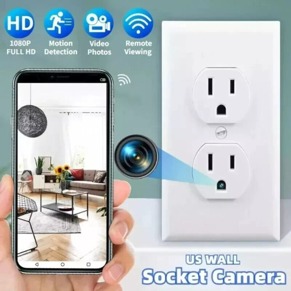 1080P HD Wifi IP Hidden Home Security Spy Camera Wall AC Socket Video Recorder--Support APP Real-time Viewing