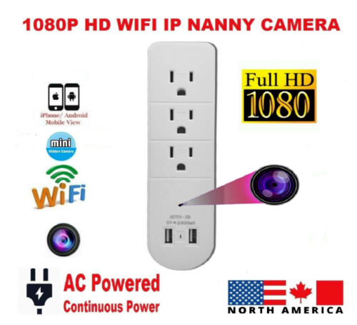 1080P HD WIFI IP Hidden Security Monitor Spy Camera Plug Adapter Video Recorder--Support APP Real-time Viewing