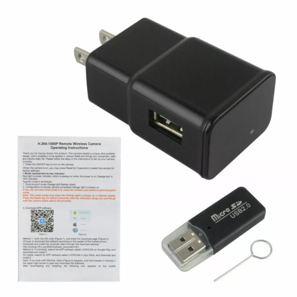 10 1080P HD WIFI IP Hidden Pinhole Surveillance Camera USB Wall Charger Recorder--Support APP Real-time Viewing