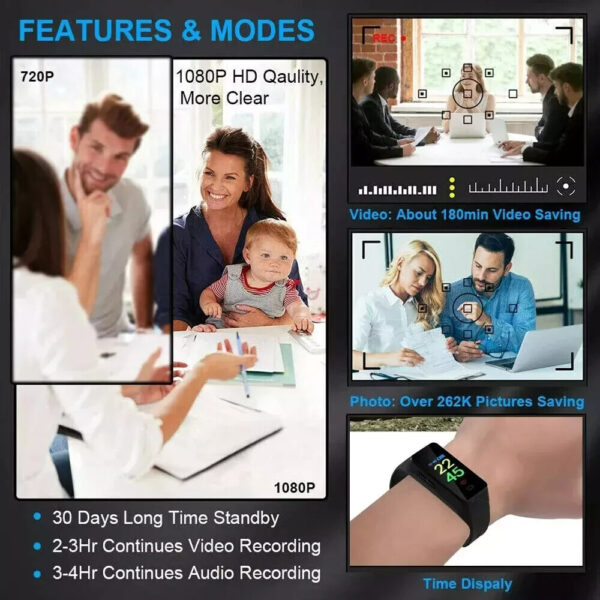1080P HD Smart Bracelet Hidden Micro Spy Camera Portable Audio & Video Recorder 32GB