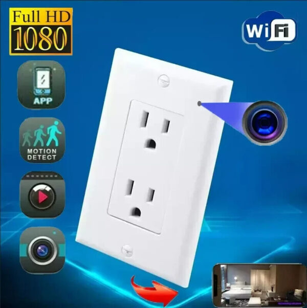 2 HD 1080P WiFi IP Wall AC Outlet Hidden Security Camera Spy Video Recorder -Support APP Real-time Viewing
