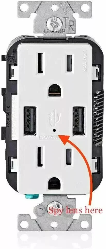 2 HD 1080P Wireless IP Hidden Security Pinhole Camera Wall AC Outlet Video Recorder Motion Activation