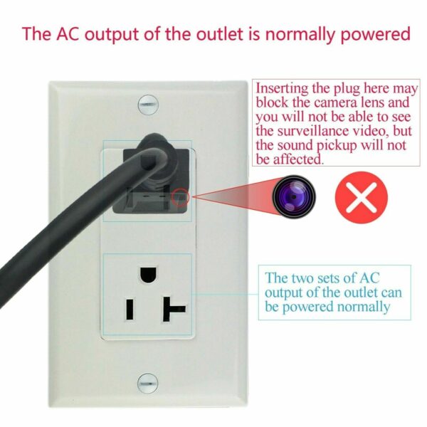 2 1080P HD Wireless IP Hidden Indoors Monitor Micro Camera Wall AC Outlet Video Recorder --Support APP Real-time Viewing