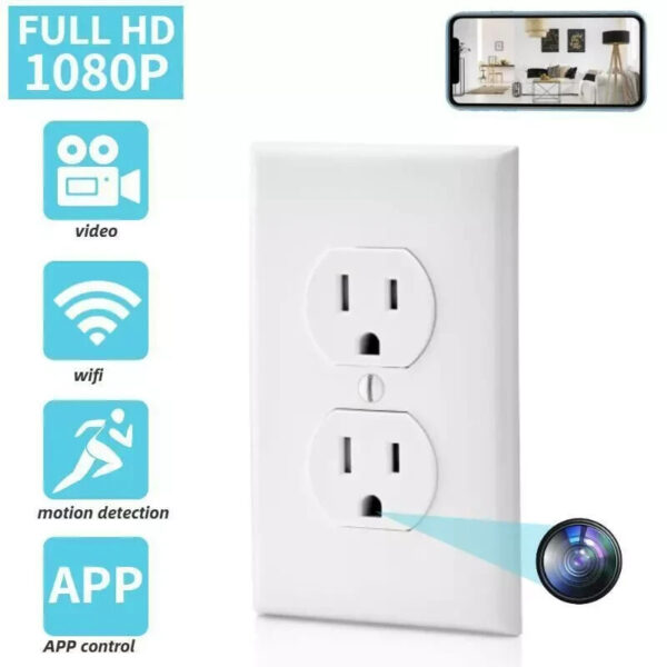 1080P HD Wifi IP Hidden Home Security Spy Camera Wall AC Socket Video Recorder--Support APP Real-time Viewing