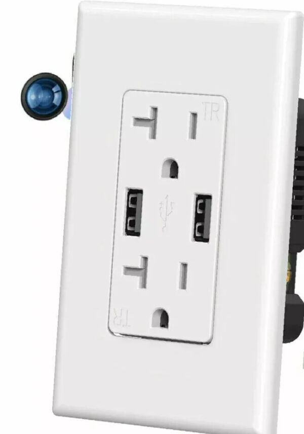 HD 1080P Wireless IP Hidden Security Pinhole Camera Wall AC Outlet Video Recorder -Support APP Real-time Viewing