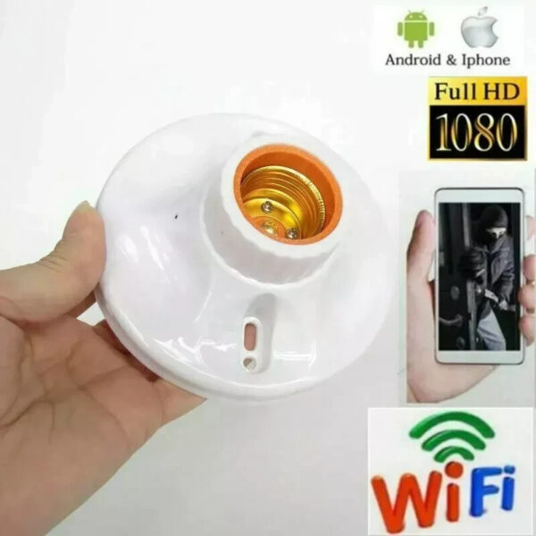1080P HD Wifi IP Hidden Home Security Spy Camera Lamp Holder Type Video Recorder--Support APP Real-time Viewing