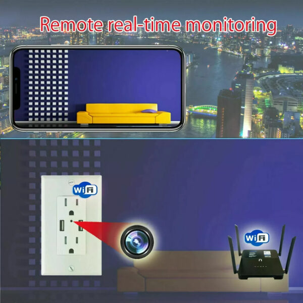 5 HD 1080P Wireless IP Hidden Security Pinhole Camera Wall AC Outlet Video Recorder Motion Activation