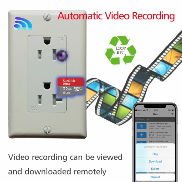 5 1080P HD Wireless IP Hidden Indoors Monitor Micro Camera Wall AC Outlet Video Recorder --Support APP Real-time Viewing