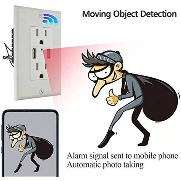 5 1080P HD Wireless IP Wall AC Outlet Hidden Security Spy Camera Micro Video Recorder--Socket Can Be Used