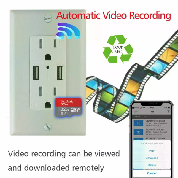 6 HD 1080P Wireless IP Hidden Security Pinhole Camera Wall AC Outlet Video Recorder Motion Activation