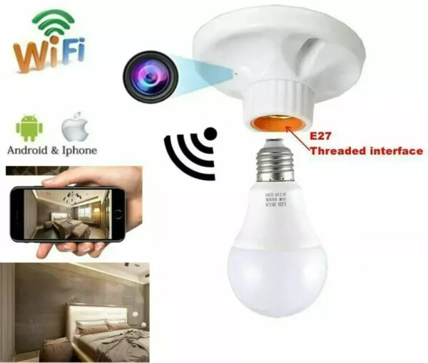 1080P HD Wifi IP Hidden Home Security Spy Camera Lamp Holder Type Video Recorder--Support APP Real-time Viewing