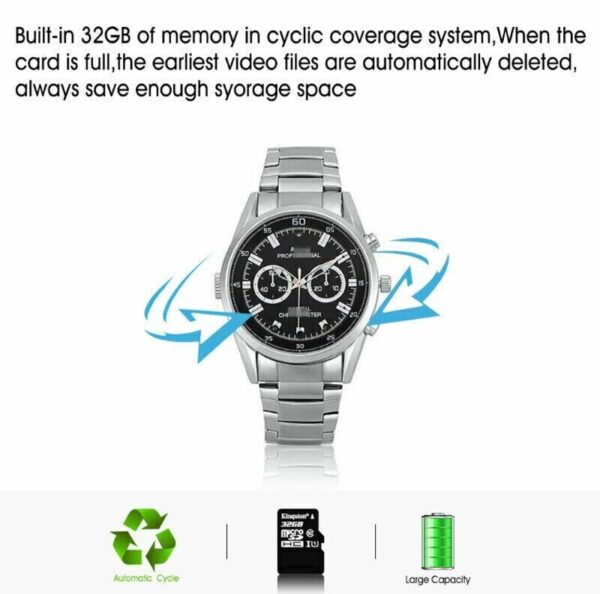 1080P HD Watch Hidden Security Spy Camera Portable Video Recorder 32GB
