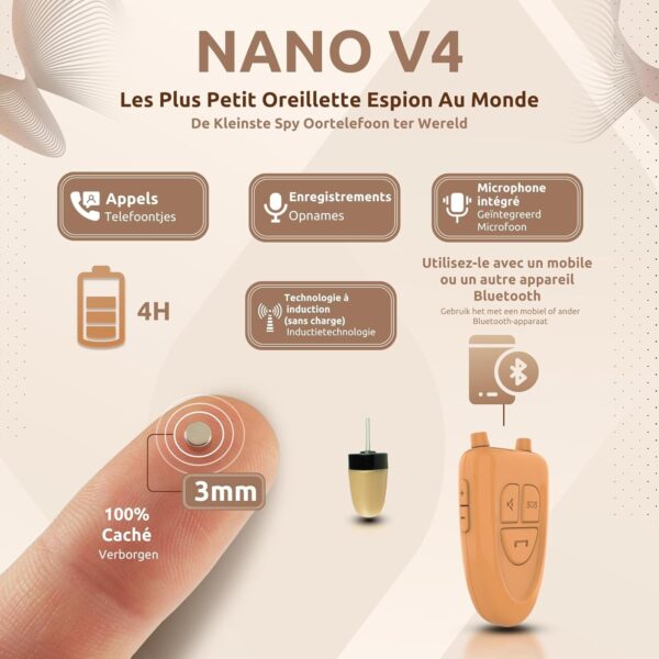 2 Mini Invisible Bluetooth Wireless Spy Earpiece Bluetooth Neckloop In-ear Nano Earpiece Kit For Secret Call